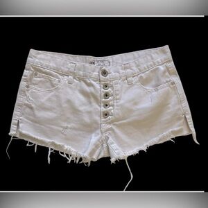 Free People Shorts Women’s Size 25 White Denim Freyed Hem Button Fly